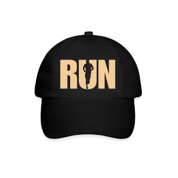 Lauf - sportliche Geschenkidee - Baseballkappe - Schwarz/Schwarz - Vorne
