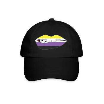Biting Lips - Non-binary Flag - Baseball Cap - black/black - Front