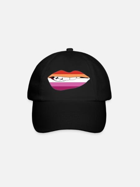 Biting Lips - Lesbian Flag - Baseball Cap - black/black