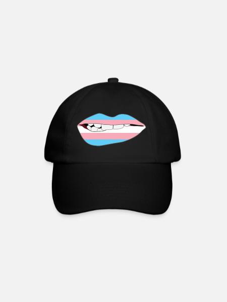 Biting Lips - Transgender Flag - Baseball Cap - black/black