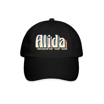 Alida T-Shirt Retro Vintage T-Shirt Geschenkidee - Baseballkappe - Schwarz/Schwarz - Vorne