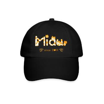 Meow lettering with cats - Baseball Cap - black/black - Front