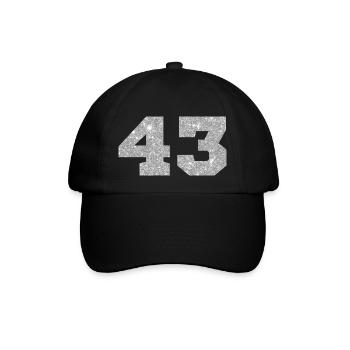 Numéro 43 paillettes argenté - 43e anniversaire - Casquette classique - noir/noir - Devant