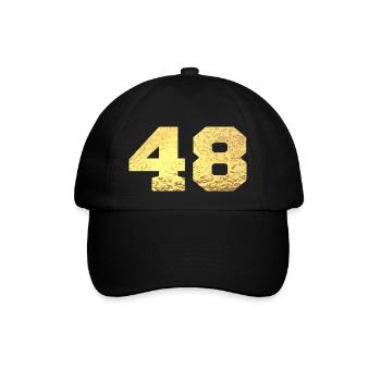 Number 48 Gold Glitter - 48th Anniversary - Baseball Cap - black/black - Front