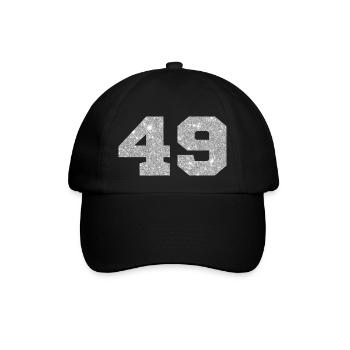 Number 49 Silver Glitter - 49th Anniversary - Baseball Cap - black/black - Front