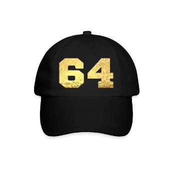 Number 64 Gold Glitter - 64th Anniversary - Baseball Cap - black/black - Front