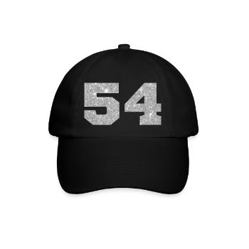 Number 54 Silver Glitter - 54th Anniversary - Baseball Cap - black/black - Front