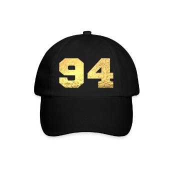 Numéro 94 paillettes doré - 94e anniversaire - Casquette classique - noir/noir - Devant