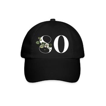 Numéro 80 floral vert - 80e anniversaire floral - Casquette classique - noir/noir - Devant