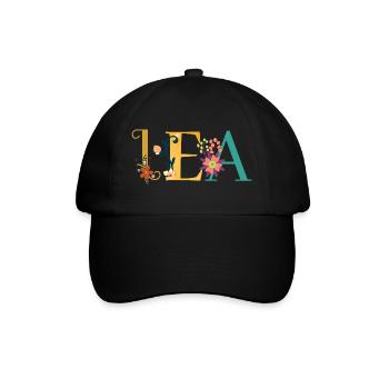 LEA Name Art With Flowers Embroidered - Baseball Cap - black/black - Front