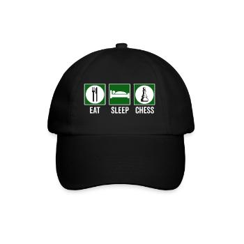 Eat Sleep Chess Schach Spruch Zitat - Baseballkappe - Schwarz/Schwarz - Vorne