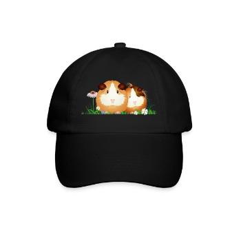 Two guinea pigs in the meadow – harmony - Baseball Cap - black/black - Front