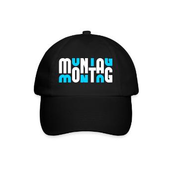 Motiv Montag Weiß/Cyan - Baseballkappe - Schwarz/Schwarz - Vorne