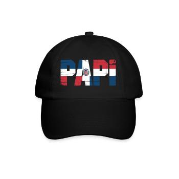  Papi Dominikanische Flagge – Stolzer Papa aus der - Baseballkappe - Schwarz/Schwarz - Vorne