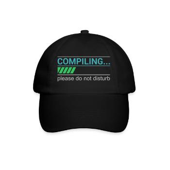 Funny Programmer T-Shirt - Compiling Please - Baseball Cap - black/black - Front