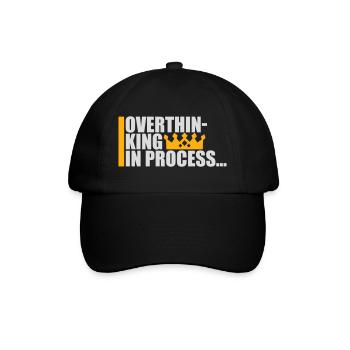 Overthinking In Process Lustig Grübeln Spruch Logo - Baseballkappe - Schwarz/Schwarz - Vorne