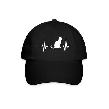 Katze Heartbeat Herzschlag Katzenbesitzer - Baseballkappe - Schwarz/Schwarz - Vorne