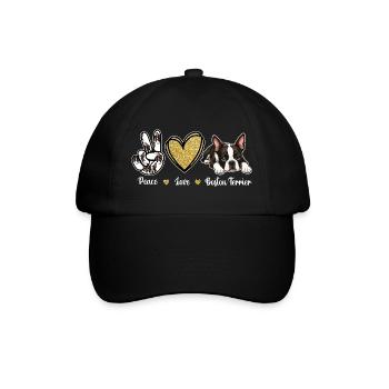 Peace Love Boston Terrier Maman Rétro de Chien - Casquette classique - noir/noir - Devant