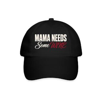 Mama braucht Wein - Lustiges Wein T-Shirt - Baseballkappe - Schwarz/Schwarz - Vorne