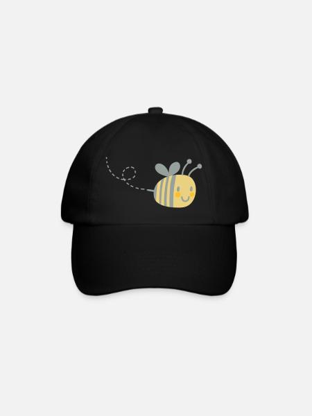 Biene mit Flugbahn - Baseballkappe - Schwarz/Schwarz