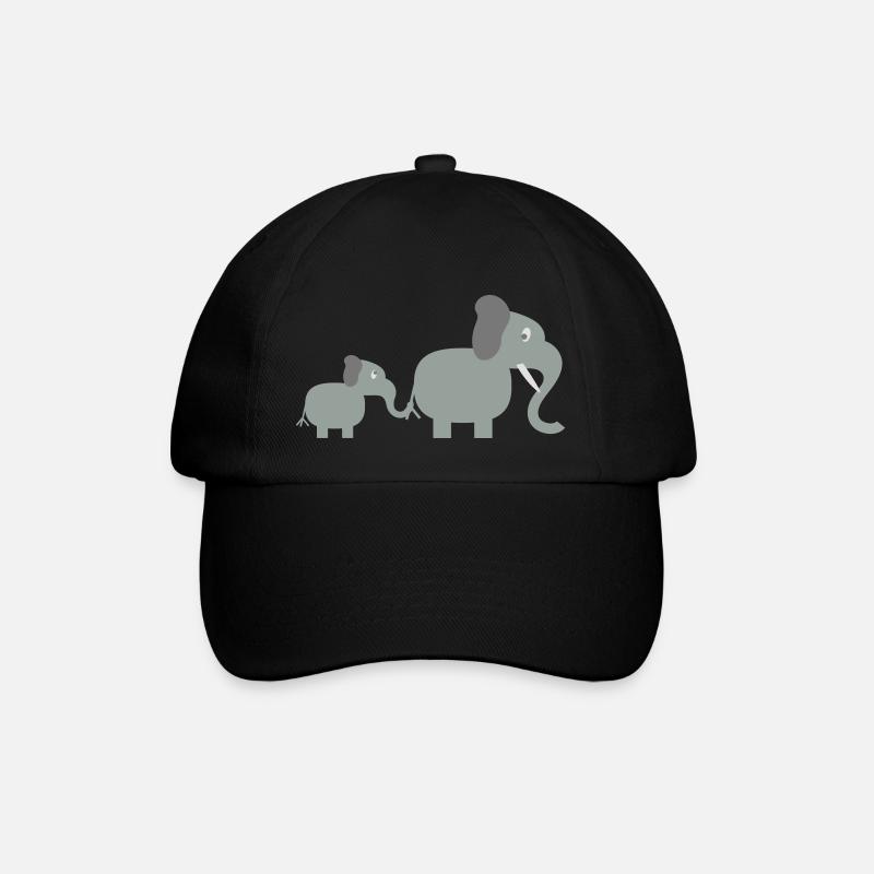 elephant and baby - Baseballkappe - Schwarz/Schwarz