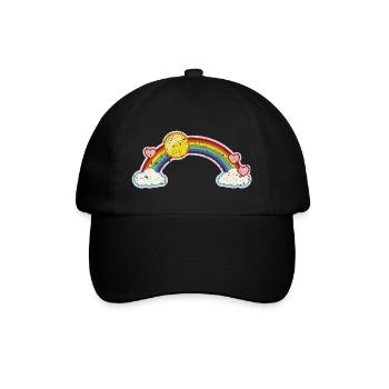 Rainbow Sun Heart Clouds Happiness Grunge Graffiti - Baseball Cap - black/black - Front