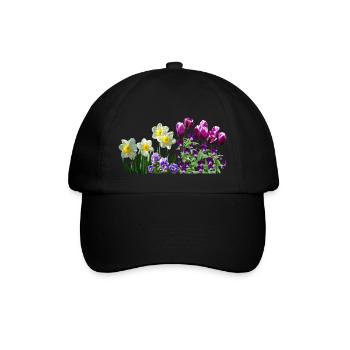 daffodils narzissen tulips tulpen stiefmuetterchen - Baseballkappe - Schwarz/Schwarz - Vorne