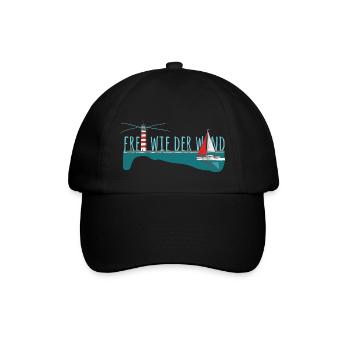 Frei wie der wind - Segelyacht mit Leuchtturm - Baseballkappe - Schwarz/Schwarz - Vorne