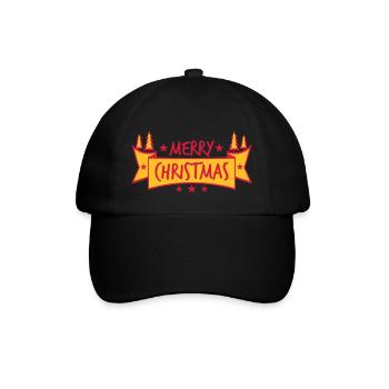 banner fir tree text design logo fir stars fr - Baseball Cap - black/black - Front