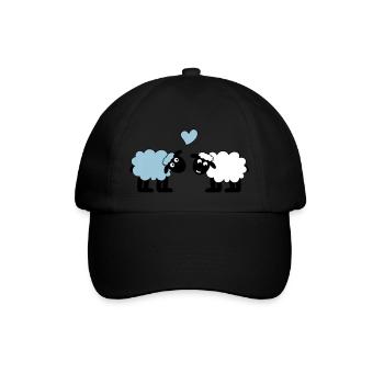 sheep happily in love sheep sheep lamb heart - Baseball Cap - black/black - Front