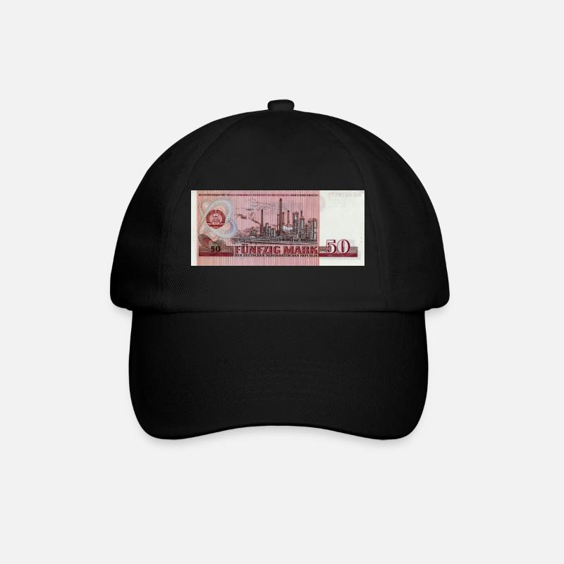 50 Mark der DDR - Baseballkappe - Schwarz/Schwarz