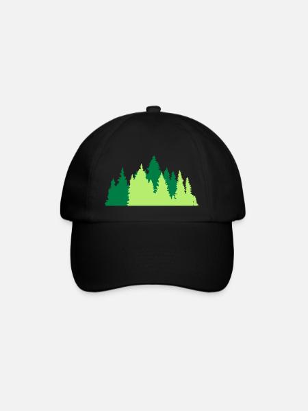 forêt de conifères forêt d'arbres forêt de conifères silhouette f - Casquette classique - noir/noir