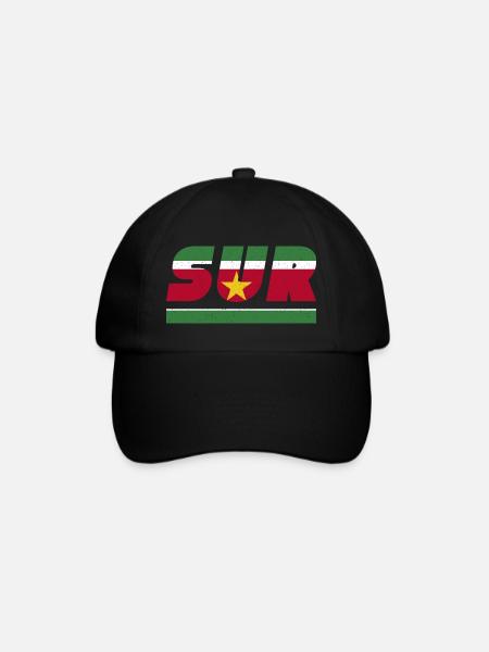 Suriname vlag banner SUR - Baseballcap - zwart/zwart