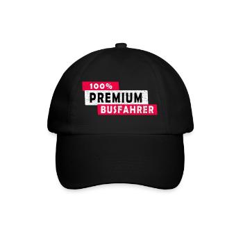 100% Premium Busfahrer Design / Geschenkidee - Baseballkappe - Schwarz/Schwarz - Vorne