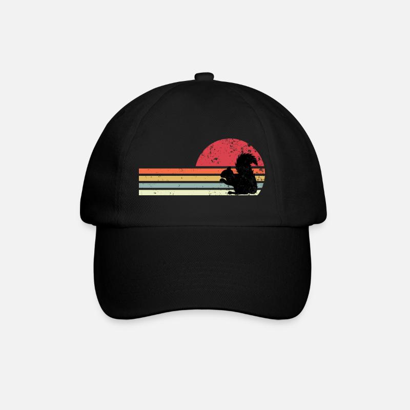 Retro-Eichhörnchen - Baseballkappe - Schwarz/Schwarz