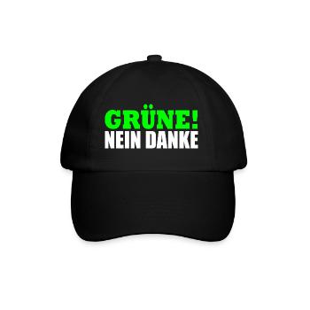 Grüne Nein Danke - Baseballkappe - Schwarz/Schwarz - Vorne