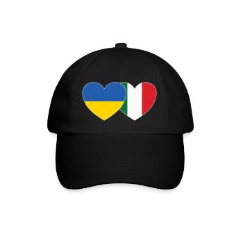 Ukraine Italien Herz Flagge - Baseballkappe - Schwarz/Schwarz - Vorne