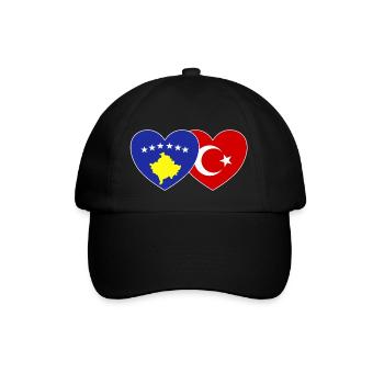 Kosovo Türkei Flagge Herz - Baseballkappe - Schwarz/Schwarz - Vorne
