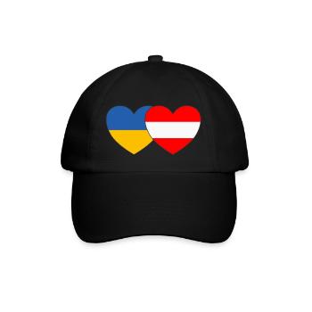 Ukraine Austria Flag Heart - Baseball Cap - black/black - Front
