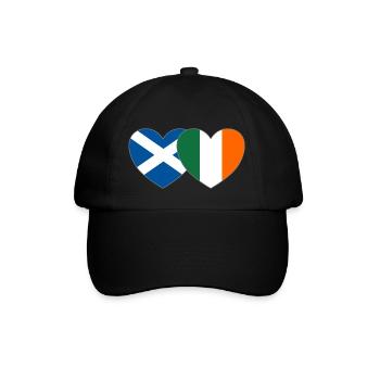 Schottland Irland Flagge Herz - Baseballkappe - Schwarz/Schwarz - Vorne