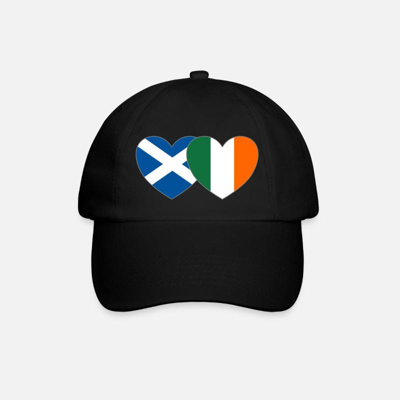 Schottland Irland Flagge Herz - Baseballkappe - Schwarz/Schwarz