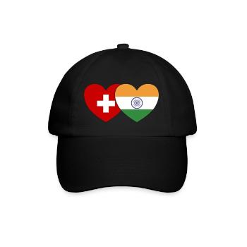 Suisse Inde Drapeau Coeur - Casquette classique - noir/noir - Devant