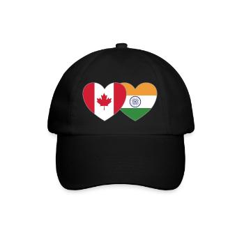 Kanada Indien Flagge Herz - Baseballkappe - Schwarz/Schwarz - Vorne