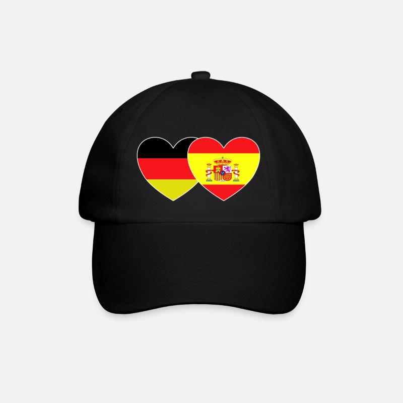 Deutschland Spanien Flagge Herz - Baseballkappe - Schwarz/Schwarz