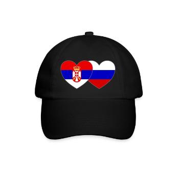 Serbia Russia Flag Heart - Baseball Cap - black/black - Front