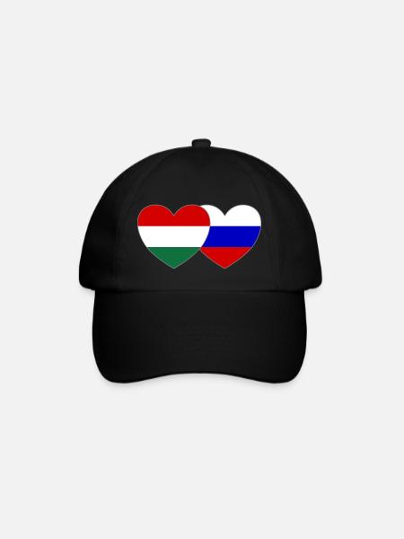 Ungarn Russland Flagge Herz - Baseballkappe - Schwarz/Schwarz