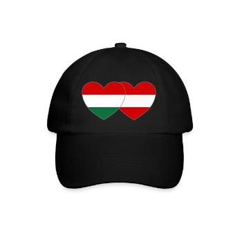 Hungary Austria Flag Heart - Baseball Cap - black/black - Front