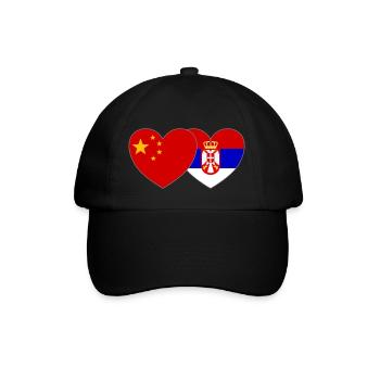 Chine Serbie Drapeau Cœur - Casquette classique - noir/noir - Devant