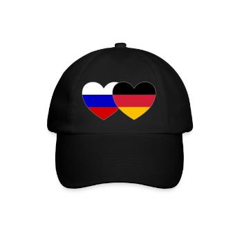 Russland Deutschland Flagge Herz - Baseballkappe - Schwarz/Schwarz - Vorne