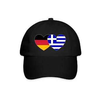 Deutschland Griechenland Flagge Herz - Baseballkappe - Schwarz/Schwarz - Vorne